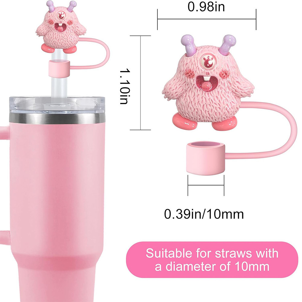 Trendero de Halloween pequeño monstruo de resina tapa de pajita tapón antipolvo Stanley accesorios de pajita de gran calibre