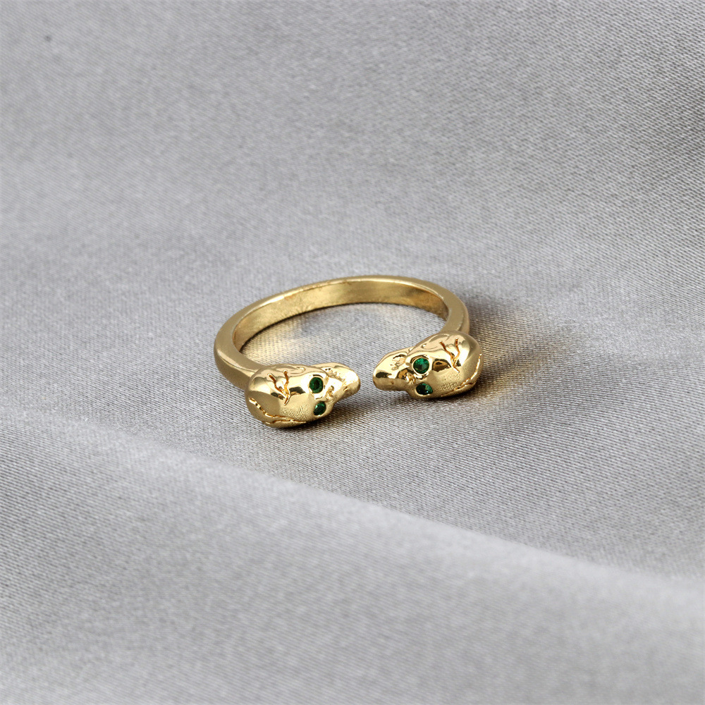 Fashion Snake Copper Inlay Zircon Rings 1 Piece