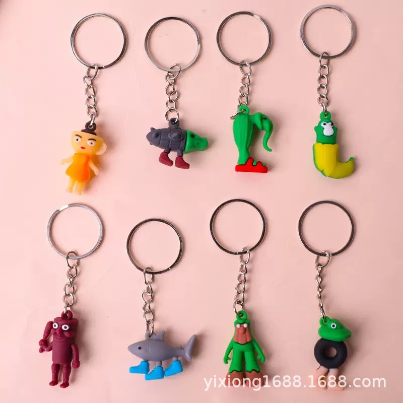 Colgante de hombre de palo de madera transfronterizo Douyin Hot Terrier versión extranjera de Shanhaijing llavero divertido mano abstracta caja ciega accesorios