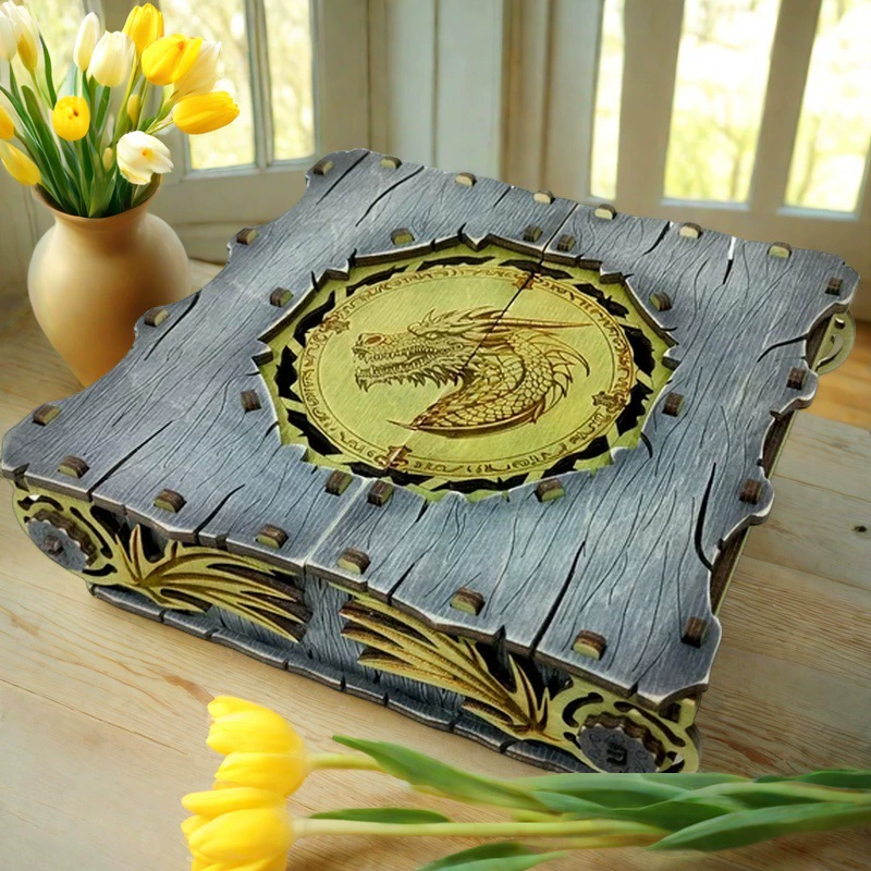 Популярный деревянный ящик для хранения в винтажном стиле с головой и когтями дракона, значок дракона, деревянный ящик для хранения ремесленных изделий, практичное украшение