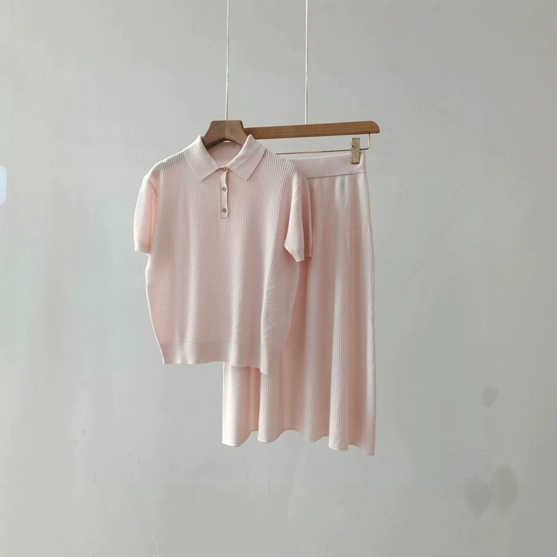 Cross-Border Nanyou 26 Summer Lp New Style Mulberry Silk Cashmere Blend Knitted Short-Sleeve T-Shirt Polo Shirt Women's Top