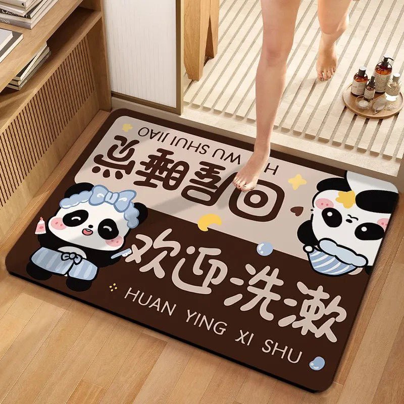 Cartoon Diatom Mud Absorbent Cute Bathroom Floor Mat Bathroom Non-Slip Household Toilet Door Carpet Quick-Drying Foot Mat