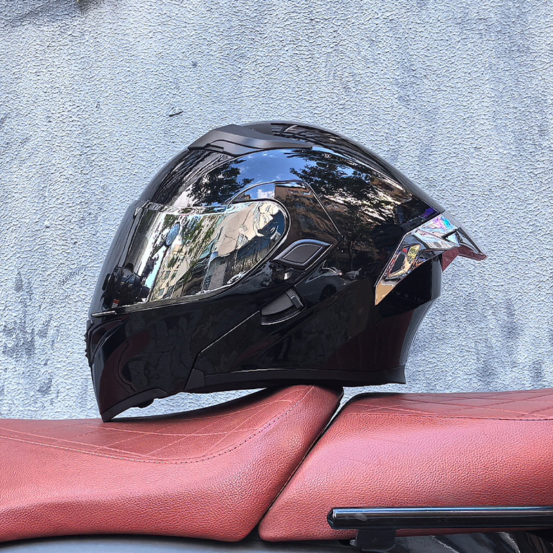 Casco de motocicleta Orz, casco, casco, doble lente, cola grande, motocicleta, casco de carrera, casco, hombres y mujeres, calor de invierno