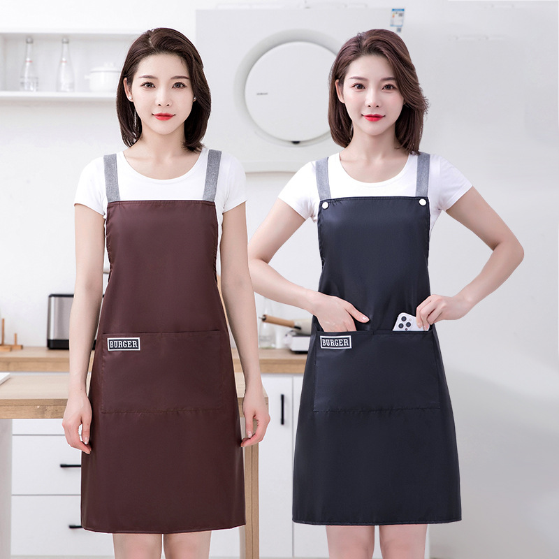 新款防水围裙韩版厨房家用时尚防油防污双肩夏季短款工作服围腰女