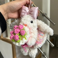 インターネット有名人かわいいぬいぐるみウサギのペンダント手持ち花バッグペンダント女の子人形キーホルダーバッグペンダント装飾