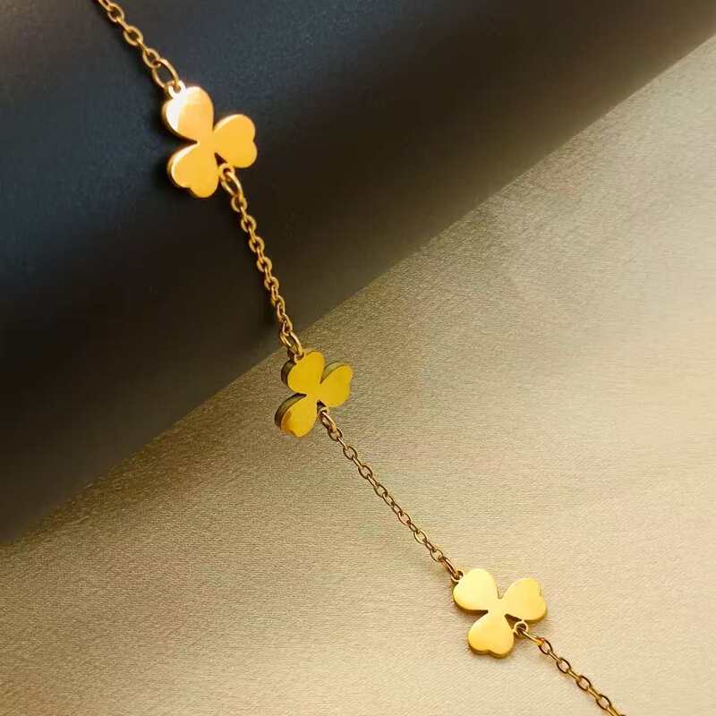 Stainless Steel Cross-Border Lucky Four-Leaf Clover Bracelet Lucky Flower Bracelet Women's Fashion Titanium Steel Waterproof Non-Fading Jewelry