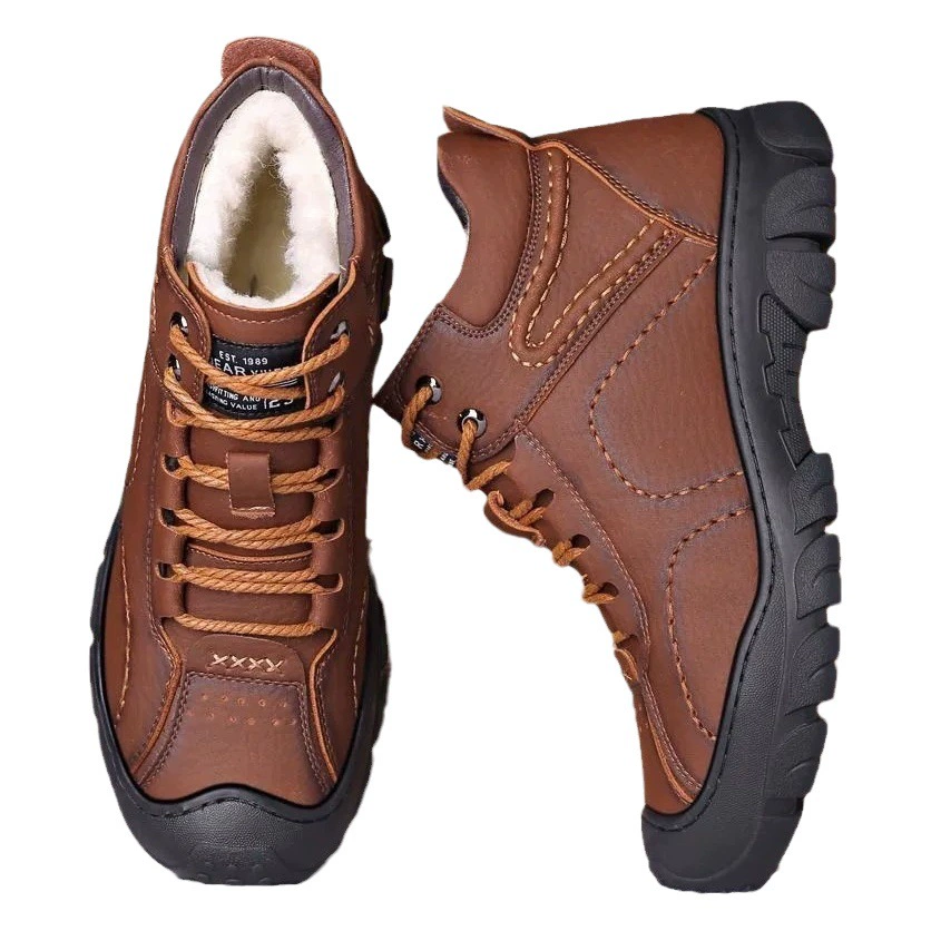 Новый зимний стиль, хлопчатобумажная обувь, внешняя торговля, утепленная непромокаемая повседневная мужская обувь на флисовой подкладке, мужские уличные зимние сапоги с высоким берцем