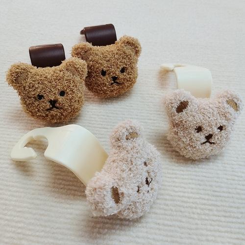 Korean style ins cute bear head car hook car seat hook embroidered bear car seat back hook