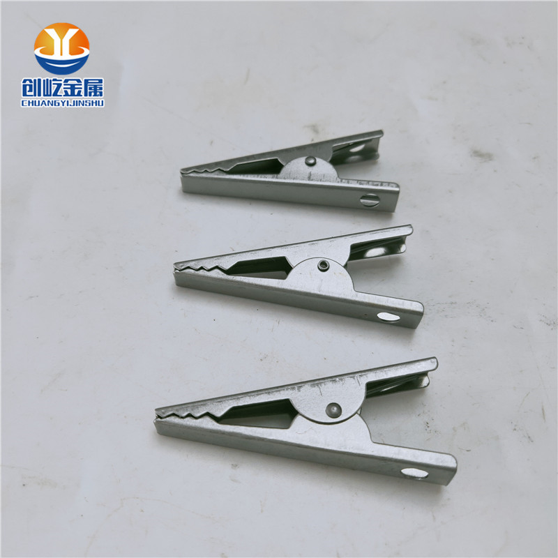 五金带钢丝扁口夹子  金属夹具电镀连接配件  红黑鳄鱼夹长度43MM