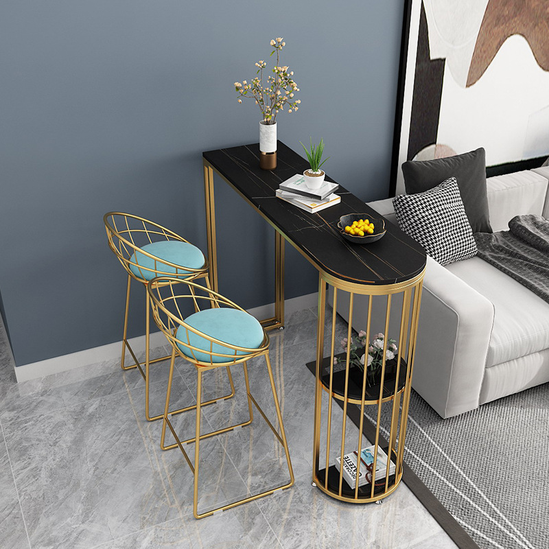 Nordic Rock Board Bar Table and Chair Combination Home Balcony Dining Room High Table Marble Living Room Milk Tea Shop Long Table