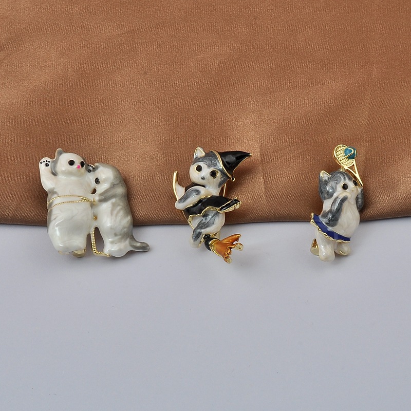Cute Cat Alloy Enamel Women's Brooches display picture 5