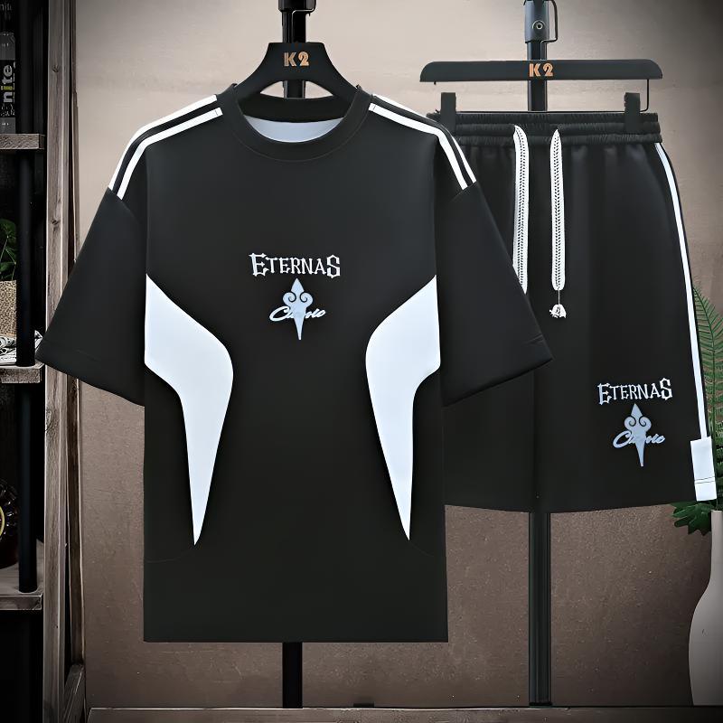Kurzarm-T-Shirts aus Eisseide für Jungen, stylische Sommerkleidung, lässiges Sportbekleidungsset für Schüler der Mittel- und Oberstufe, Teenager_voghion.com