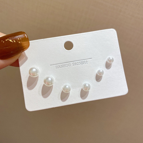 Korean cool style S925 silver needle pearl earring set simple and versatile Internet celebrity earrings women's trendy ear jewelry