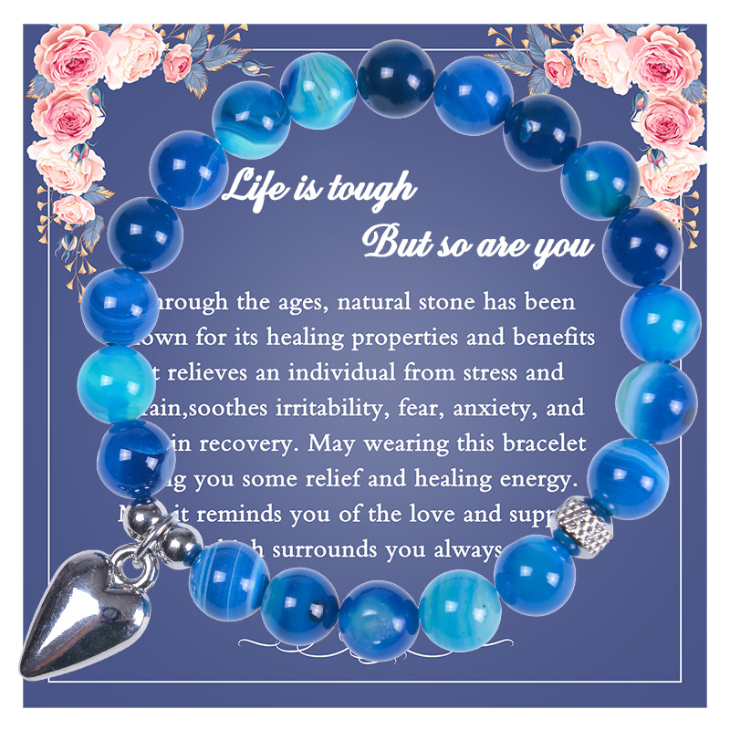 Fashion Heart Shape natural stone Agate Beaded Bracelets 1 Piece