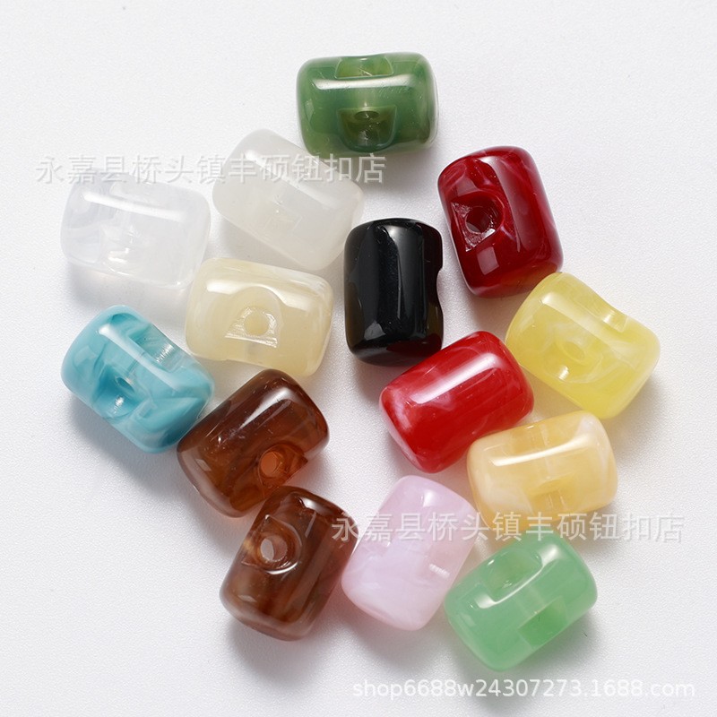 仿玉石云纹旗袍纽扣圆柱形亚克力扣子毛衣外套开衫衬衣汉服装饰扣
