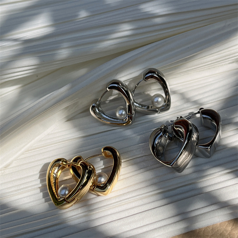 Fashion Heart Shape Copper Plating Earrings 1 Pair