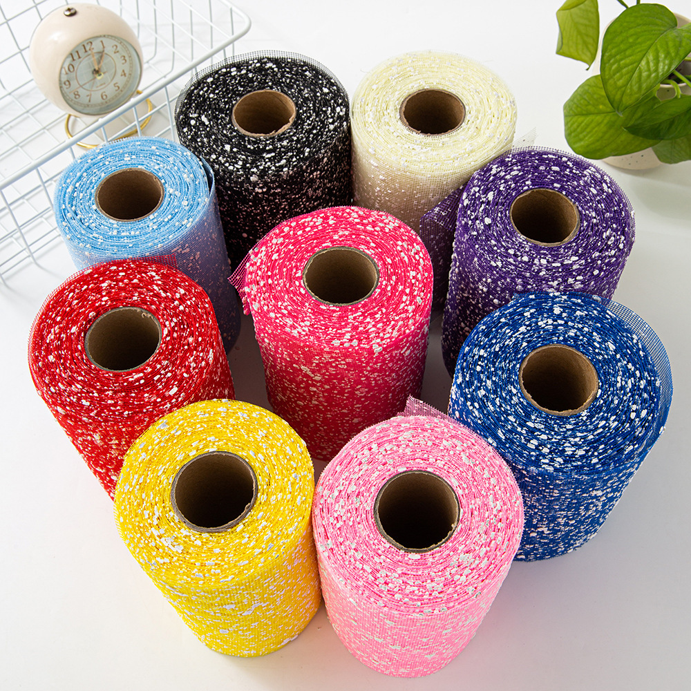 15cm de ancho de hilo de punto de nieve corto red floral rosa decoración manual envasado de hilo de malla material de papel de embalaje