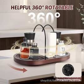 跨境木质纸巾架餐厅装饰立式抽纸盒辣椒调味料收纳架可旋转抽纸盒