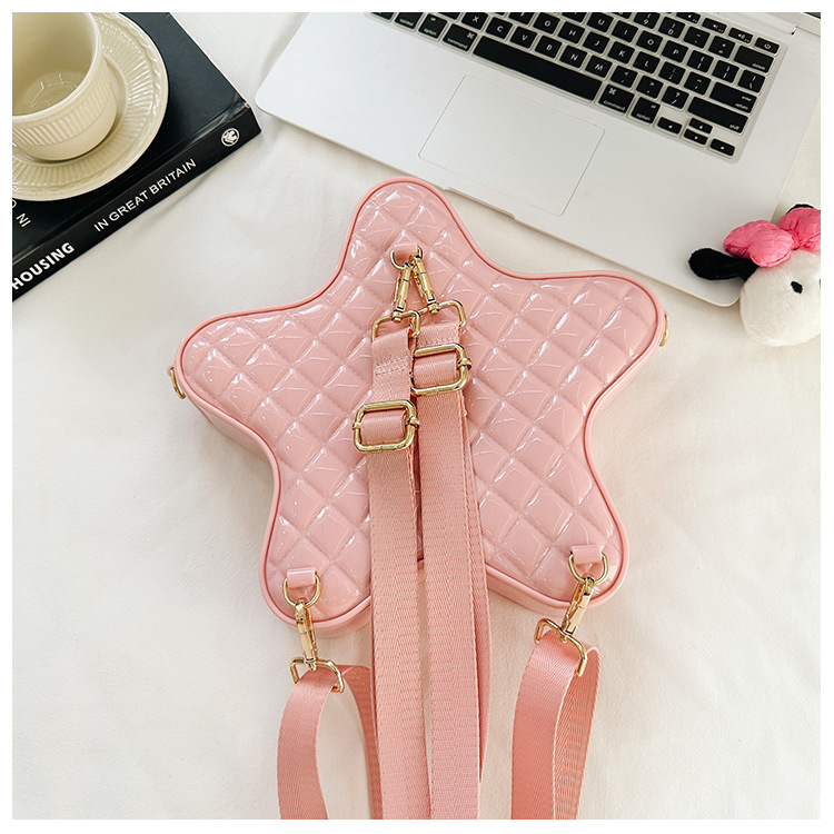 2025 New style fashionable star Backpack, diamond-shaped PVC jelly bag, fresh and sweet campus ladies' backpack undefined