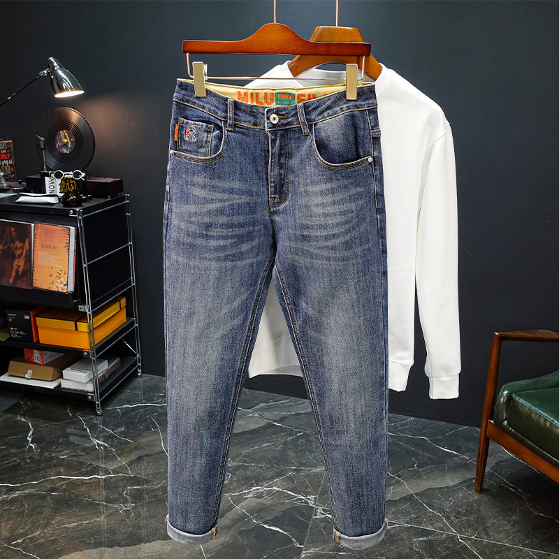 [Cropped Pants Optional] Daniel Slim-fit Jeans Men's High-end European Classic Fashion Stretch Straight Pants