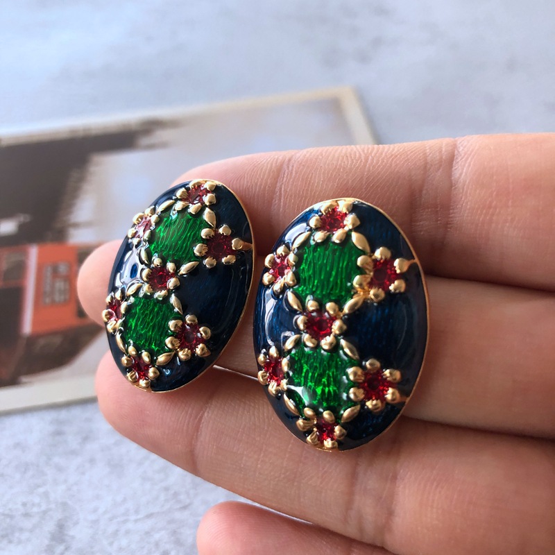 14g Weight 925 Sterling Silver Ear Needle Material No Inlaid Inlay Material Earrings, Ear Studs Classification Travel Occasion Alloy Material Printing Pattern Women'S Gender Fashion Style Grey, Green, Silver Color Fashion Printing Alloy No Inlaid Earrings Ear Studs 18