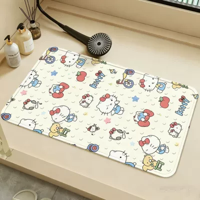Avtomobil döşəmə paspasları — Kitty bathroom anti-slip mat PVC - hello-kitty-mini-headphones-square-suction-cup-pad-5080cm