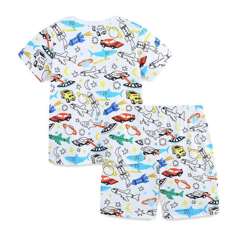 25 verano nuevo traje para niños estilo europeo y americano ropa a domicilio de manga corta para niños de dos piezas cuello redondo casual fuente transfronteriza