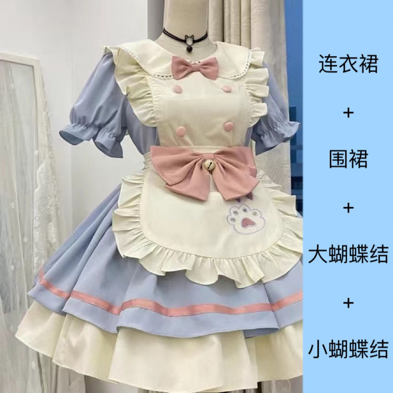 猫レストランかわいいopショートメイドロリータドレスエプロン日本ロリータ甘い女の子新しいスタイル|undefined