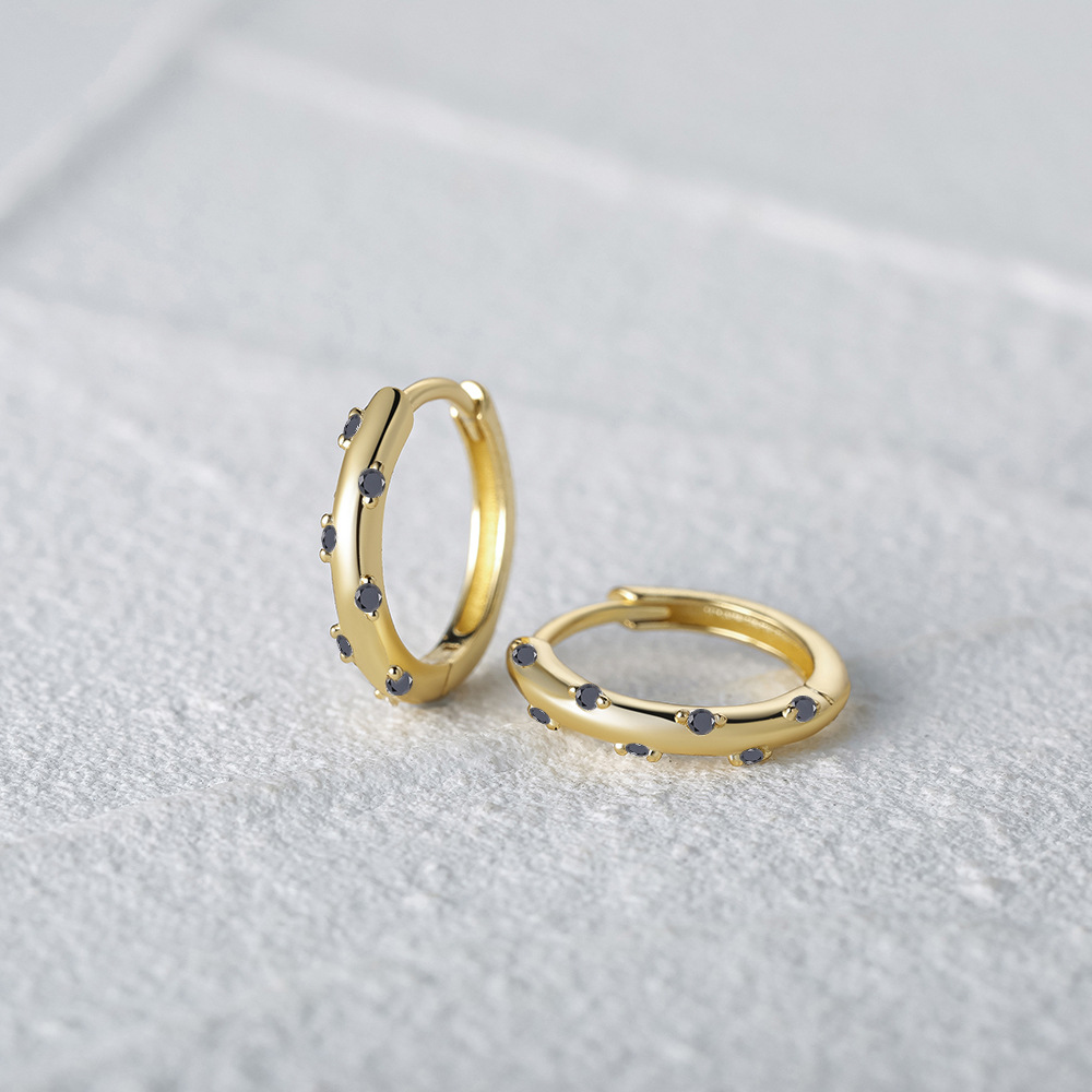 Nuevo europeo y americano de moda simple estilo ins s925 plata esterlina personalizada diamante-incrustado clásico pendientes oreja hebilla pendientes