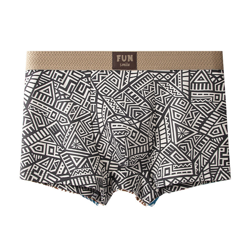 Calzoncillos de algodón para hombres de estilo étnico calzoncillos tipo bóxer con estampado geométrico pantalones de cuatro esquinas transpirables de verano pantalones sueltos y cómodos