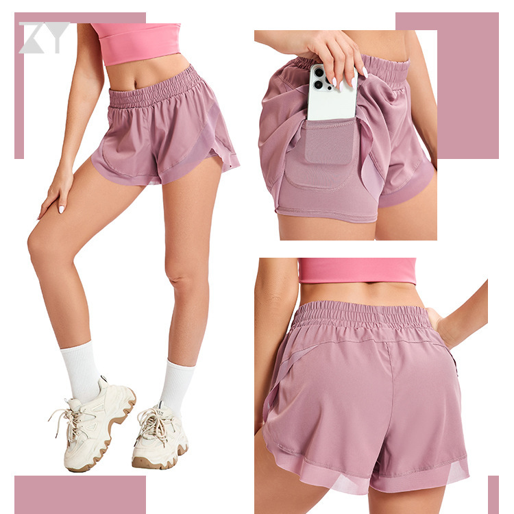 Cross-Border Elastic Sports Casual Yoga Summer Shorts with Pockets Running Fitness Tennis Skirt European and American Mesh Yoga Cross-Border Elastic Sports Casual Yoga Summer Shorts with Pockets Running Fitness Tennis Skirt European and American Mesh Yoga