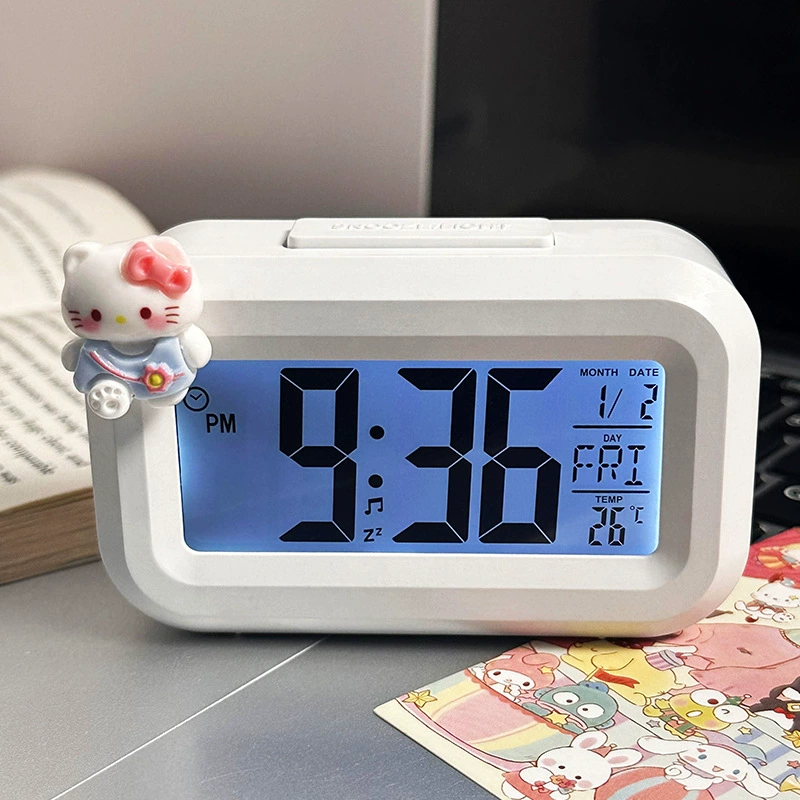 kitty迷你夜光学生闹钟可爱计时多功能便携宿舍桌面小巧台钟钟表
