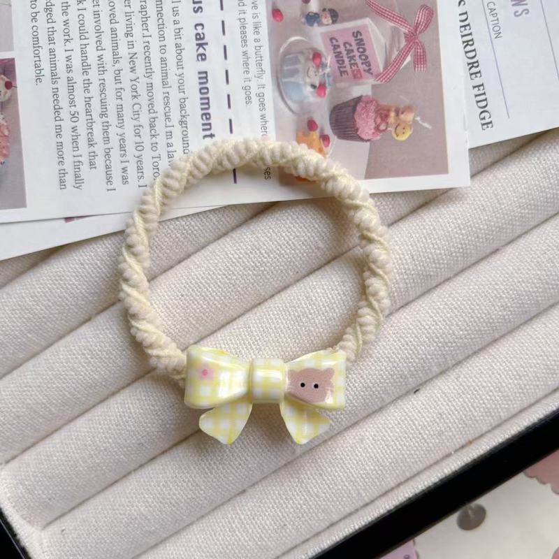 かわいい漫画チェック柄リボンヘアバンドマカロンインガールヘアロープカップル親友甘いヘアアクセサリーヘッドバンド|undefined