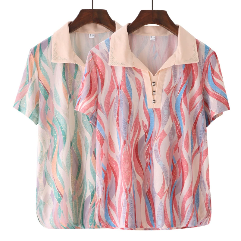 Футболка с короткими рукавами для мамы, женская новая летняя одежда 2025 года, свободная одежда, уменьшающая возраст, модные топы с половиной рукавов, топы для среднего и пожилого возраста