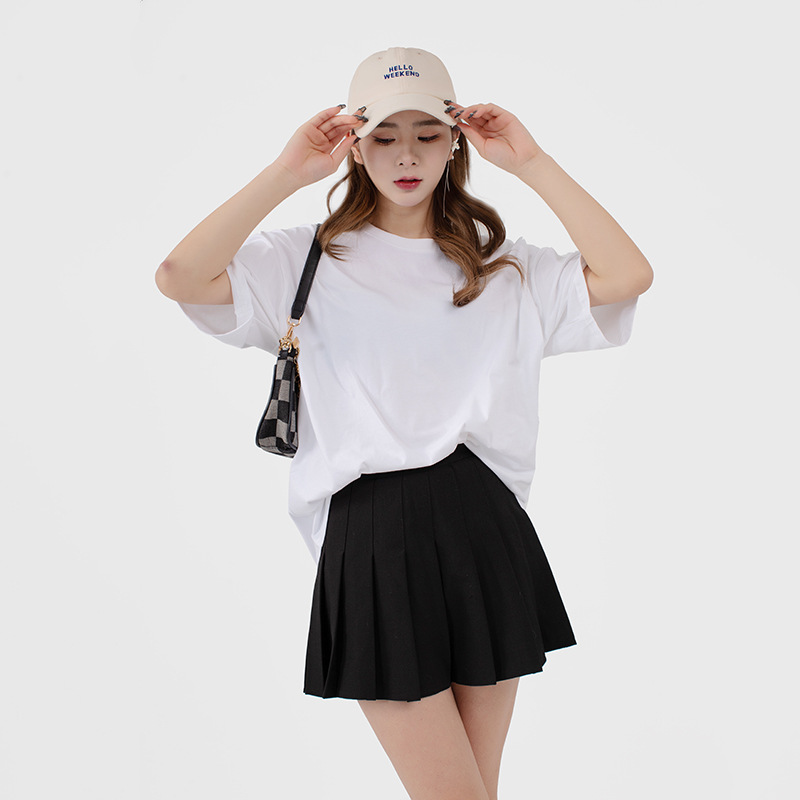 summer cotton solid color T-shirt with a round collar for men and…
