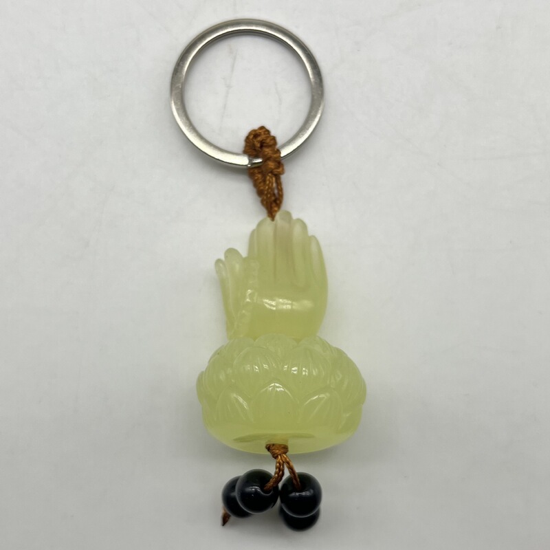 Luminous Buddha Hand Lotus Keychain Pendant Approximately 4.4*3.0 Retro Simple Phone Chain Car Key Small Ornament