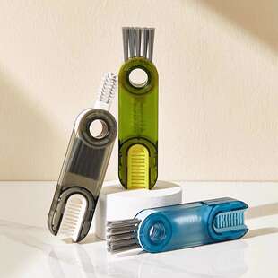 Hygienic feeding bottle with glass, glass cover, brush, three-in-one