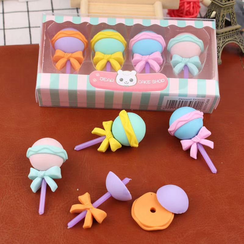 Juego de goma de dibujos animados para estudiantes de primaria, lindo postre de simulación, borrador, papelería, jardín de infantes, pequeños premios, regalos