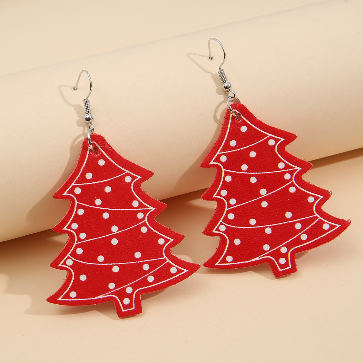 Santa Christmas Tree Leopard Double-sided Printed Leather Earrings Wholesale Nihaojewelry display picture 4