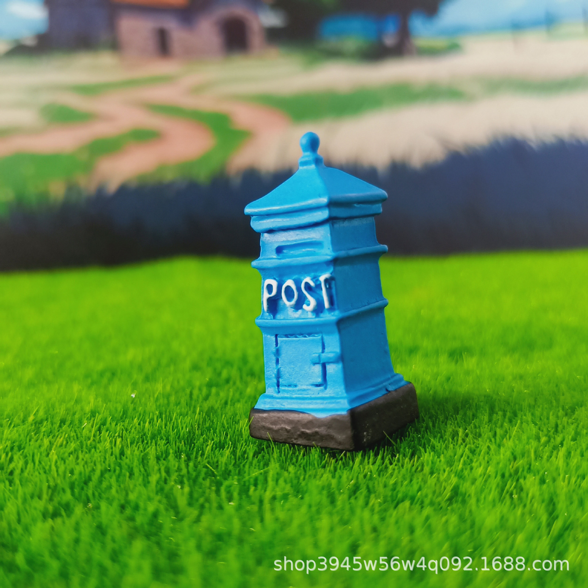 Buzón pequeño Decoración artesanal retro europea Pecera Decoración de resina de micro paisaje Buzón de correos nostálgico europeo POST