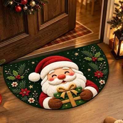Avtomobil döşəmə paspasları | Christmas Gnome Doormat for Entryway - 821desd-8-4060cmcrystal-velvet-with-dot-plastic-backing