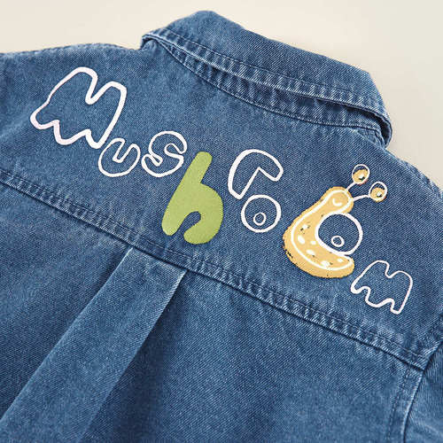Amira Children's Clothing 2024 Spring New Boys' Letter Print Washed Soft Denim Shirt Casual Versatile Jacket