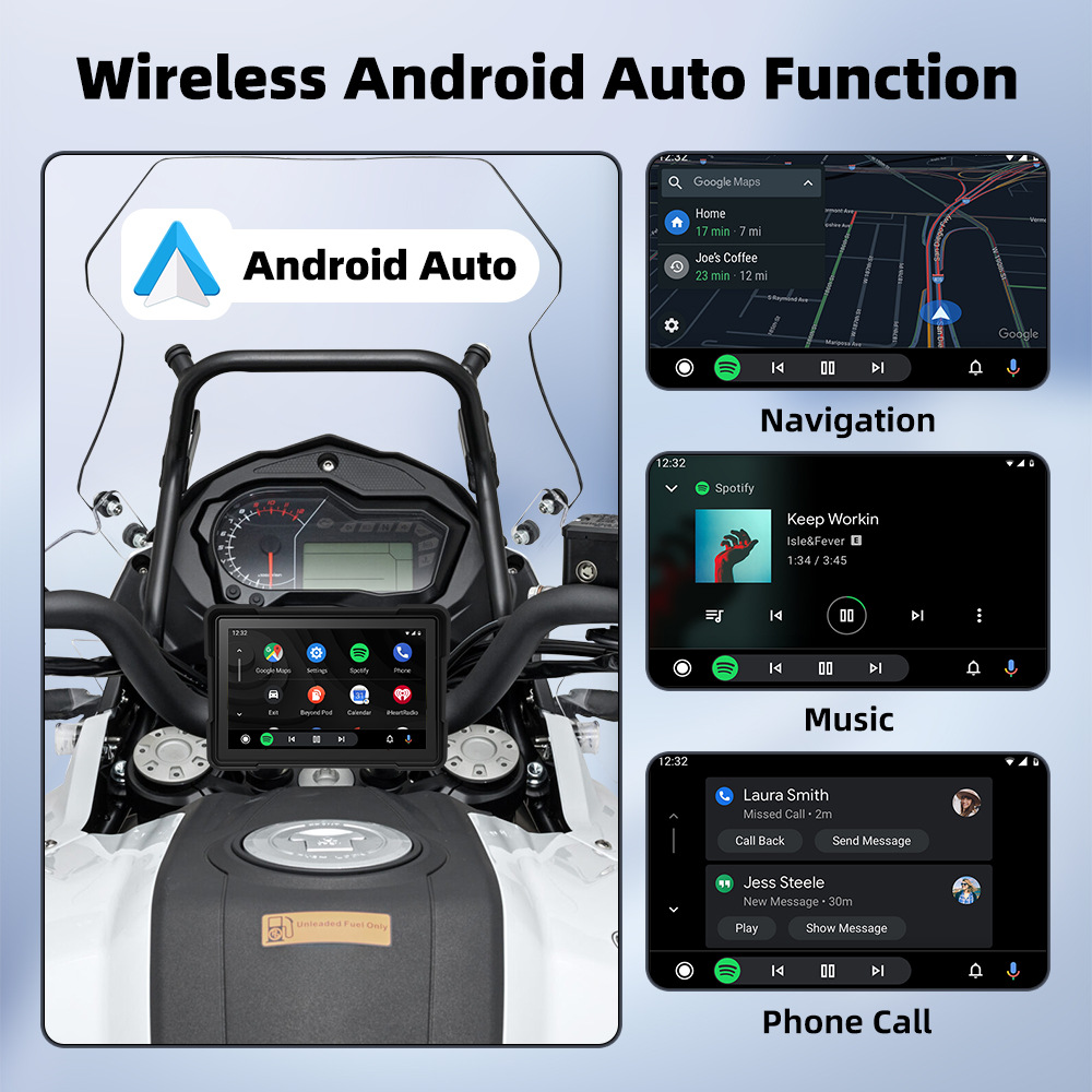 5inch Wireless Carplay/Android Auto Portable Car Motorcycle Driving Recorder