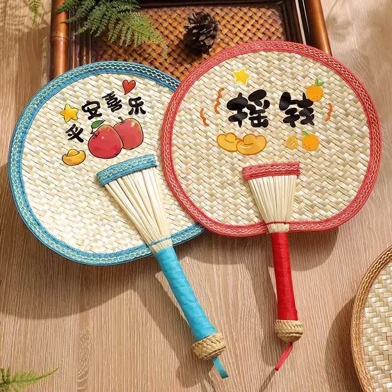 扇子 夏用大葦扇 子供用扇子 夏用手編み昔ながらのベビー蚊よけ小型バナナ扇子|undefined