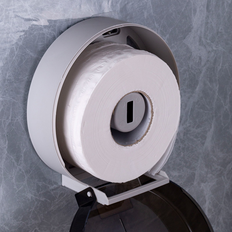 Caja de pañuelos de rollo grande Caja de papel de rollo de hotel Caja de papel de papel de baño de inodoro Caja de papel grande montada en la pared sin perforación