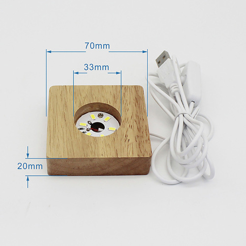 Square solid wood LED light base for online DIY crayon Shin-chan night light, stall handmade lamp base