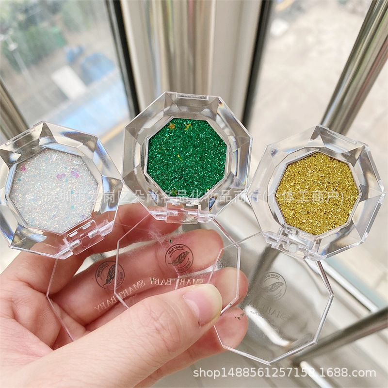Student Children's Day Performance Stage Makeup Eye Shadow Sequin Gel Glue-Free Blue Purple Green Gold Yellow Glitter Glitter