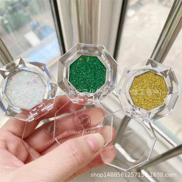 Student Children's Day Performance Stage Makeup Eye Shadow Sequin Gel Glue-Free Blue Purple Green Gold Yellow Glitter Glitter