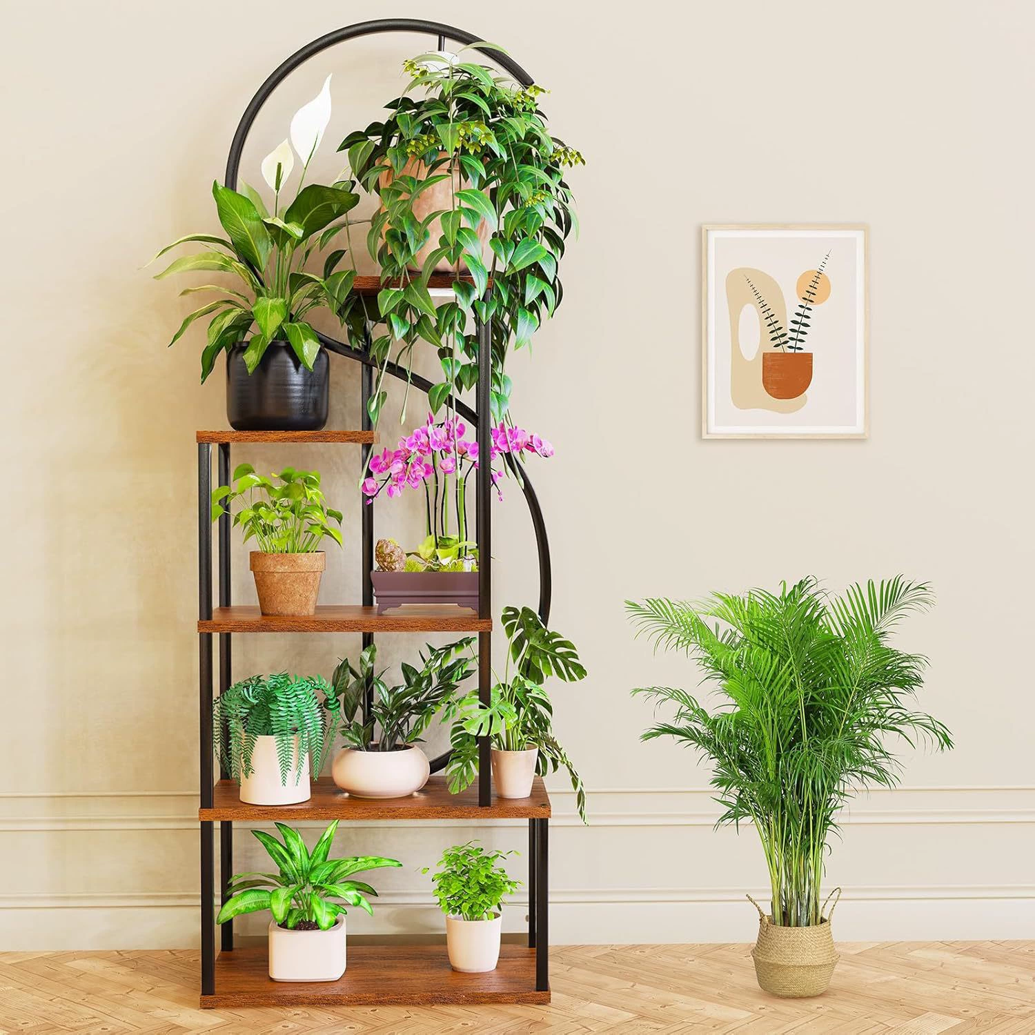 Кованая американская стойка для растений многослойная наполая подставка для цветов в сочетании с железным деревом для гостиной балкон