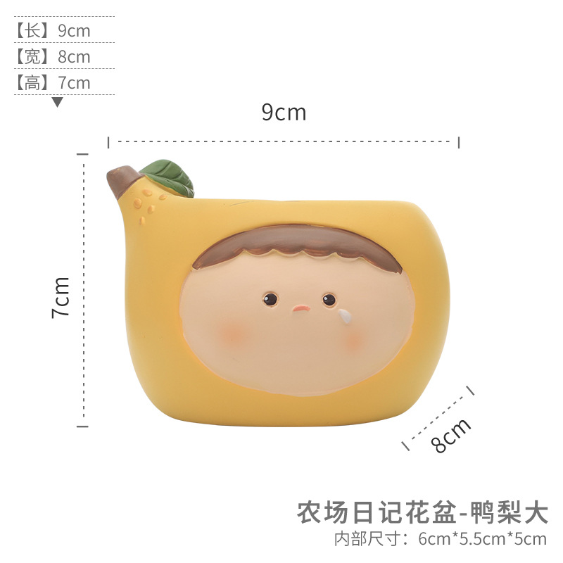 Chậu cây mọng nước mini resin hoạt hình, chậu để bàn trang trí nhà, văn phòng và sân vườn (RG-127)